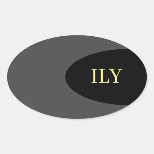 "I Liebe You" Schwarz-Grau-Aufkleber Ovaler Aufkleber (Vorderseite)