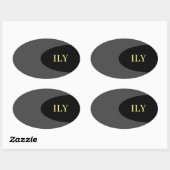 "I Liebe You" Schwarz-Grau-Aufkleber Ovaler Aufkleber (Blatt)