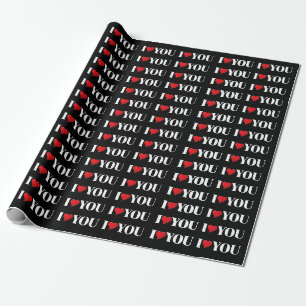 I Liebe You, Schwarz-weißes rotes Herzgeschenk Geschenkpapier
