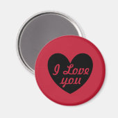 "I Liebe you" Schwarzes Herz auf Rot Magnet (Vorderseite/Rückseite)