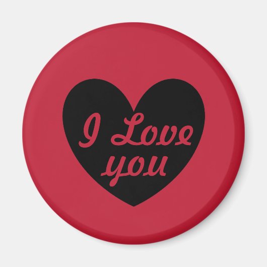 "I Liebe you" Schwarzes Herz auf Rot Magnet (Vorne)