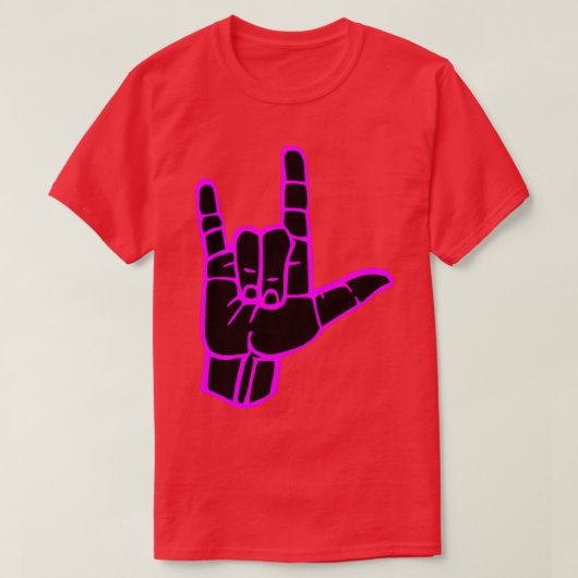 I LIEBE YOU sign Black hand white Kontur Sign lang T-Shirt (Design vorne)