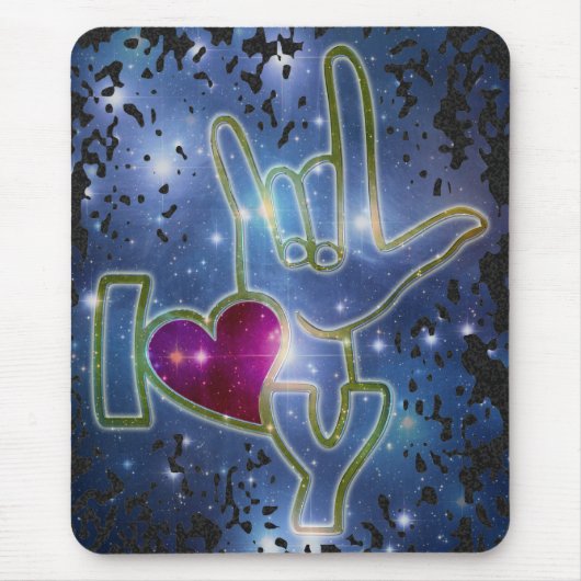 I LIEBE YOU / sign language Mousepad (Vorne)