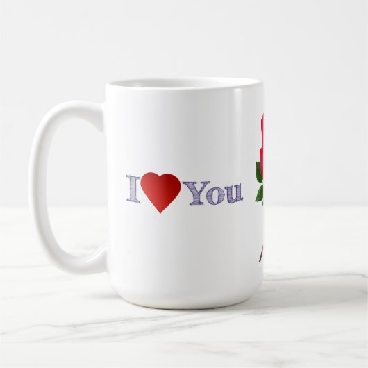 I Liebe You Single Rote Rose Kaffeetasse (Links)
