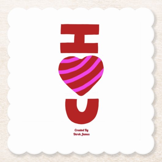 I Liebe You Square Scallotion Paper Untersetzer (Vorderseite)