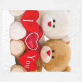 I Liebe You" Teddy Bear Couple Fleecedecke (Vorderseite (Horizontal))