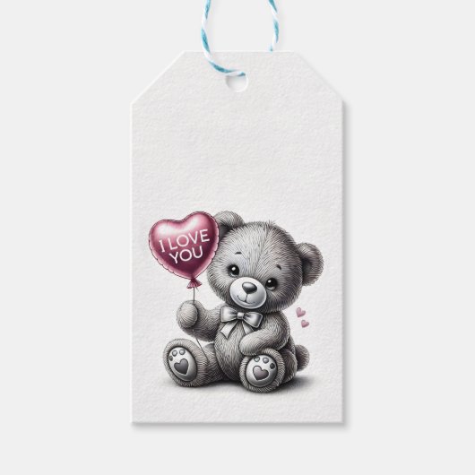"I Liebe You" Teddy Bear Gift Tag Geschenkanhänger (Vorderseite)