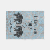 I LIEBE YOU TONS/Elephant Art/Personalisiert Fleecedecke (Vorderseite (Horizontal))