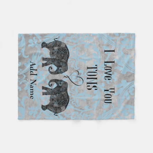 I LIEBE YOU TONS/Elephant Art/Personalisiert Fleecedecke (Vorderseite (Horizontal))