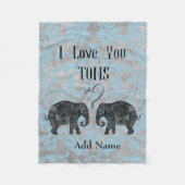 I LIEBE YOU TONS/Elephant Art/Personalisiert Fleecedecke (Vorderseite)