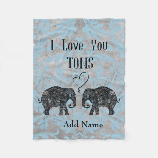 I LIEBE YOU TONS/Elephant Art/Personalisiert Fleecedecke (Vorderseite)