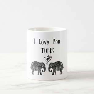 I LIEBE YOU TONS/Elephant Art/Wedding Personalisie Kaffeetasse