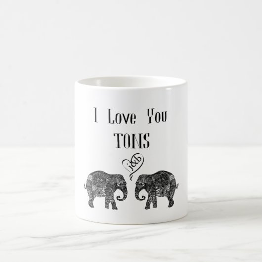 I LIEBE YOU TONS/Elephant Art/Wedding Personalisie Kaffeetasse (Mittel)