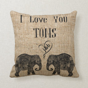 I LIEBE YOU TONS/Elephant Art/Wedding Personalisie Kissen
