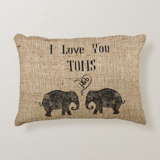 I LIEBE YOU TONS/Elephant Art/Wedding Personalisie Zierkissen (Vorderseite)