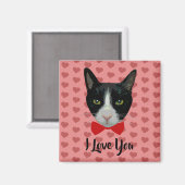 I Liebe You - Tuxedo Katze mit Bow-Krawatte Magnet (Vorderseite/Rückseite)