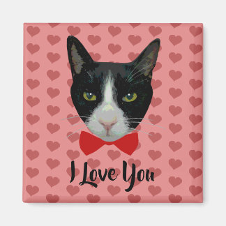 I Liebe You - Tuxedo Katze mit Bow-Krawatte Magnet
