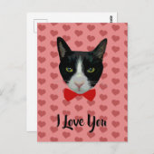 I Liebe You - Tuxedo Katze mit Bow-Krawatte Postkarte (Vorne/Hinten)