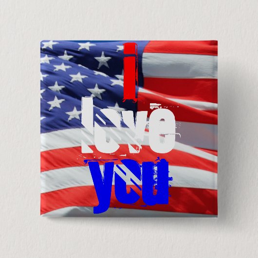 I Liebe You, USA American Flag Colors Button (Vorderseite)