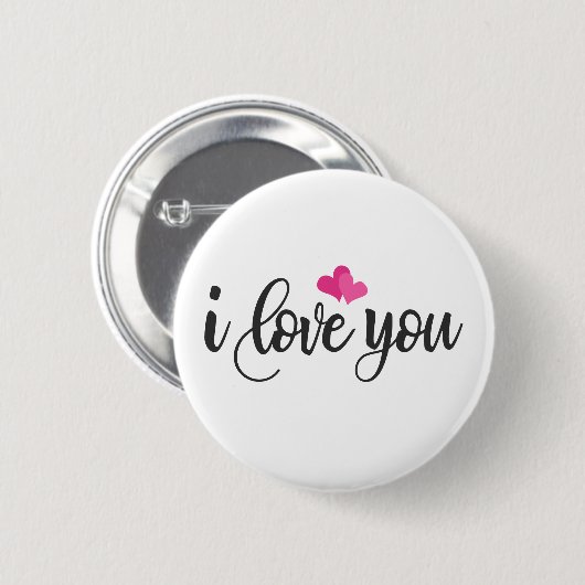 I Liebe You Valentine Calligraphy | Schaltfläche B Button (Vorne & Hinten)