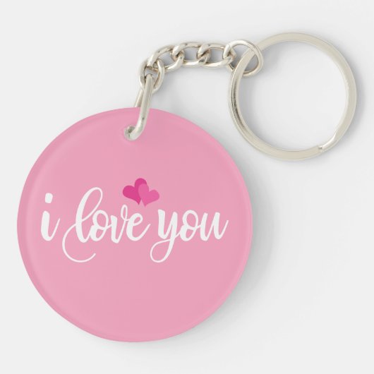 I Liebe You Valentine Calligraphy | Schlüsselanhän Schlüsselanhänger (Rückseite)
