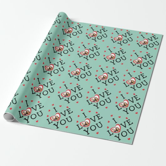 "I Liebe you" Valentine Custom Foto Wrapping Paper Geschenkpapier (Ungerollt)