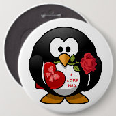 "I LIEBE YOU" VALENTINE PENGUIN BUTTON (Vorne & Hinten)