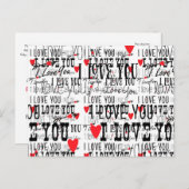 I LIEBE YOU Valentine Wedding Rett Date Postcard 3 Ankündigungspostkarte (Vorne/Hinten)