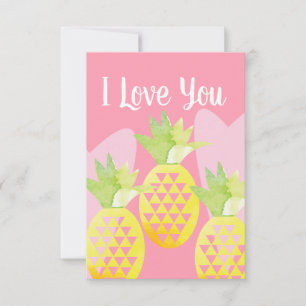 I Liebe You Watercolor Ananas Cards Karte