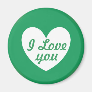 "I Liebe you" Weißes Herz auf Kelly green Magnet