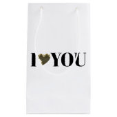 I Liebe You white gold heart moderne Typografie Kleine Geschenktüte (Vorderseite)