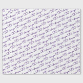 I Liebe you White Lila Heart Pattern Typografie Geschenkpapier (Flach)
