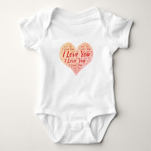 I Liebe You Word Art Heart Red Orange Baby Strampler (Vorderseite)
