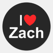 I Liebe Zach Runder Aufkleber (Vorderseite)