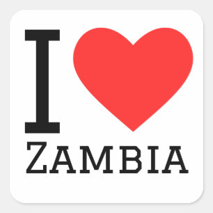 I Liebe Zambia Quadratischer Aufkleber
