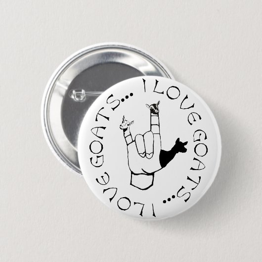 I Liebe-Ziegen ASL-Zeichen-Sprachhandsymbol Button (Vorne & Hinten)