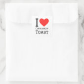 I Liebe Zimt Quadratischer Aufkleber (Tasche)