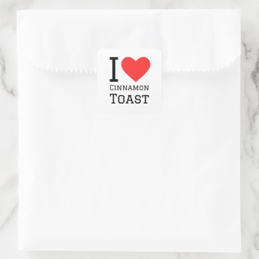 I Liebe Zimt Quadratischer Aufkleber (Tasche)