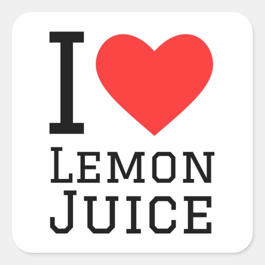 I Liebe Zitronensaft Quadratischer Aufkleber (Vorderseite)
