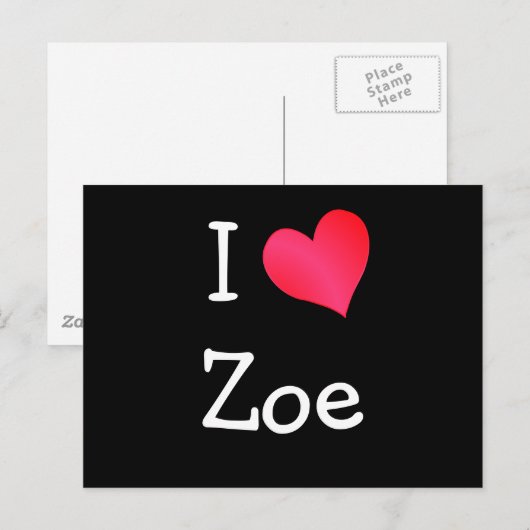 I Liebe Zoe Postkarte (Vorne/Hinten)
