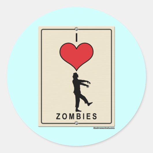 I Liebe Zombies Runder Aufkleber (Vorderseite)