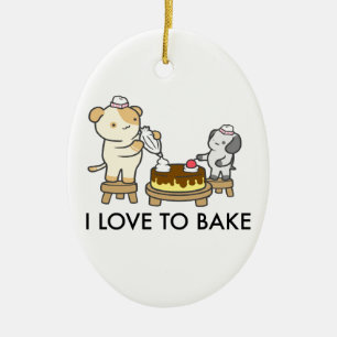 I Liebe zu backen Keramik Ornament