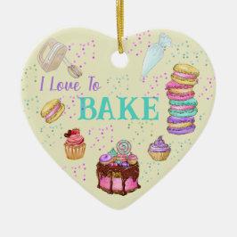 I Liebe zu backen - Kuchen, Macaronen, Cupcakes Keramik Ornament