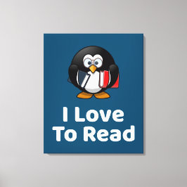 I Liebe zu lesen Pinguin Funny Reading Leinwanddruck