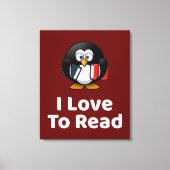 I Liebe zu lesen Pinguin Funny Reading Leinwanddruck (Vorderseite)