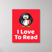 I Liebe zu lesen Pinguin Funny Reading Leinwanddruck (Vorderseite)