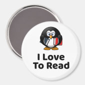 I Liebe zu lesen Pinguin Funny Reading Magnet (Vorderseite/Rückseite)