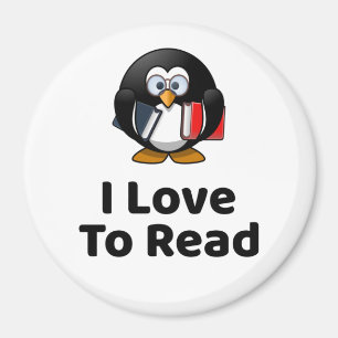 I Liebe zu lesen Pinguin Funny Reading Magnet