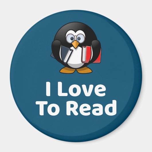 I Liebe zu lesen Pinguin Funny Reading Magnet (Vorne)