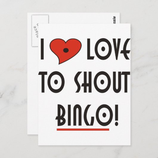 I Liebe zu Shout BINGO Postkarte (Vorne/Hinten)